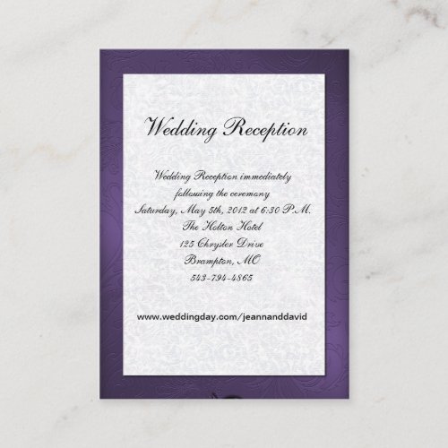 Purple and White Wedding Enclosure Card Business Card