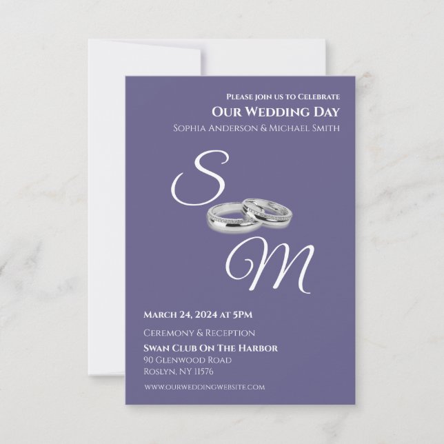 Purple and White-Wedding- Invitation (Front)