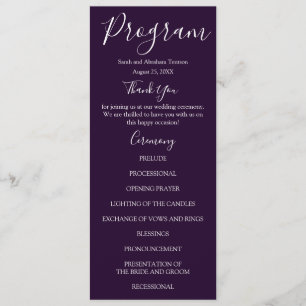 Purple and White Wedding Programs