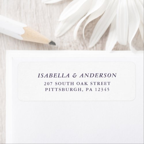 Purple and White Wedding Return Address Label
