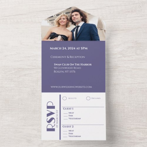 Purple and White_Wedding Rings_ All In One Invitation
