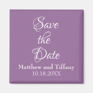 Purple and White Wedding Save the Date Magnet