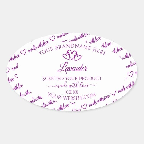 Purple and White Word Cloud Product Labels Hearts