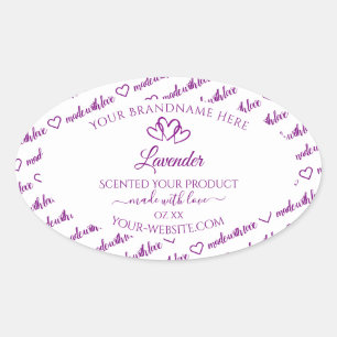 Purple and White Word Cloud Product Labels Hearts