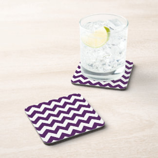 Purple and White Zigzag Beverage Coaster