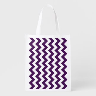 Purple and White Zigzag Grocery Bag