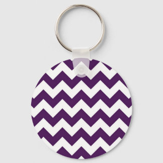 Purple and White Zigzag Keychain