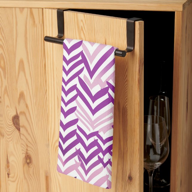 Purple and white ZigZag Kitchen Towel (Thirds Fold)