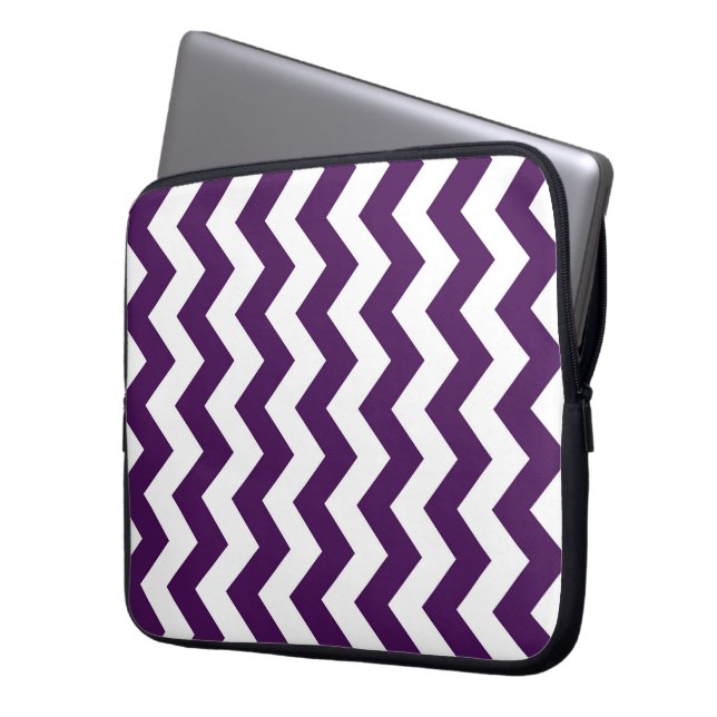 Purple and White Zigzag Laptop Sleeve (Front Left)