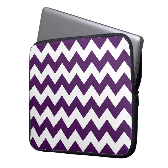 Purple and White Zigzag Laptop Sleeve (Front Left)