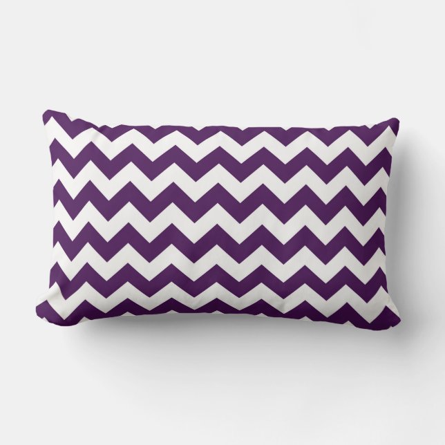 Purple and White Zigzag Lumbar Pillow (Front)