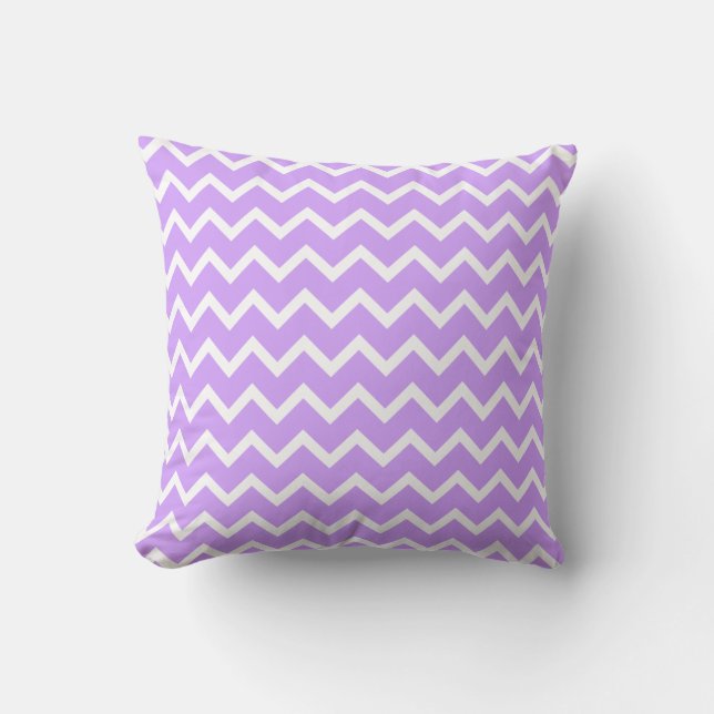 Purple and White Zigzag Stripes. Throw Pillow (Front)