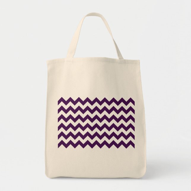 Purple and White Zigzag Tote Bag (Front)