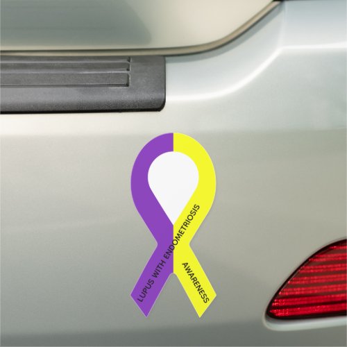 Purple and Yellow Awareness Ribbon Car Magnet