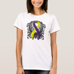 Purple and Yellow Awareness Ribbon with Wings T-Shirt