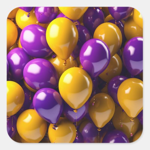 Purple and Yellow Balloons Square Sticker