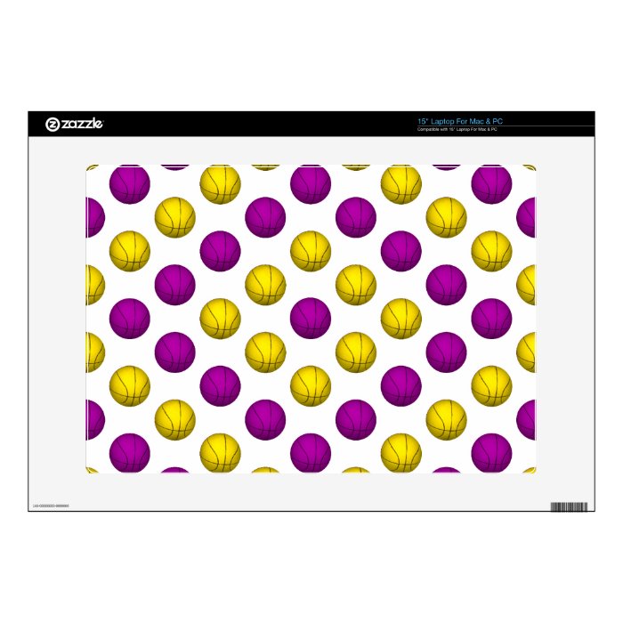 Purple and Yellow Basketball Pattern Laptop Skin