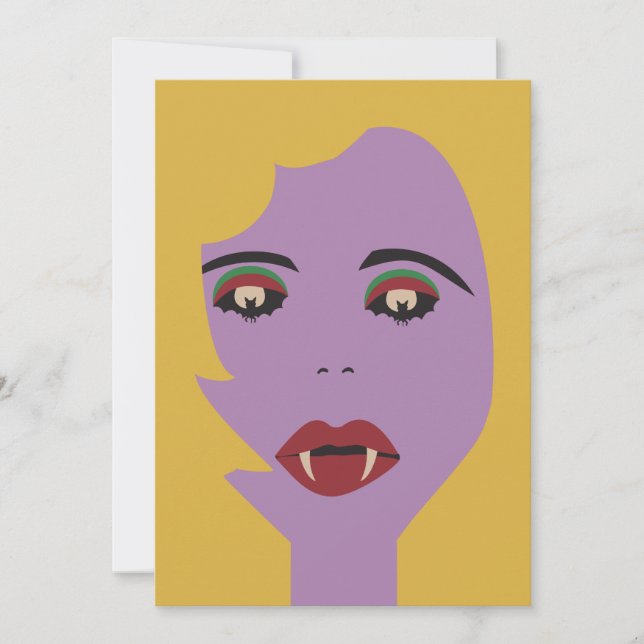 Purple and Yellow Bat Eyes Vampire Chick Vintage (Front)