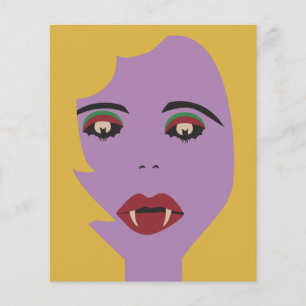 Purple and Yellow Bat Eyes Vampire Chick Vintage