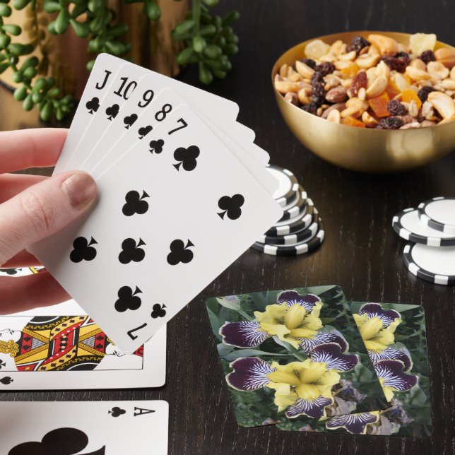 Purple and Yellow Beardless Irises Floral Poker Cards (In Situ)