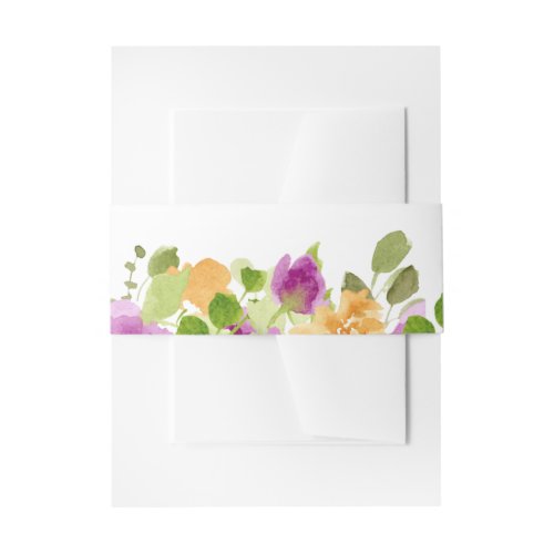 Purple and Yellow Blooms Invitation Belly Band