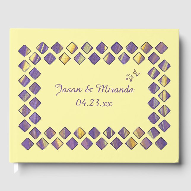 Purple and Yellow Butterflies Wedding Guestbooks (Front)