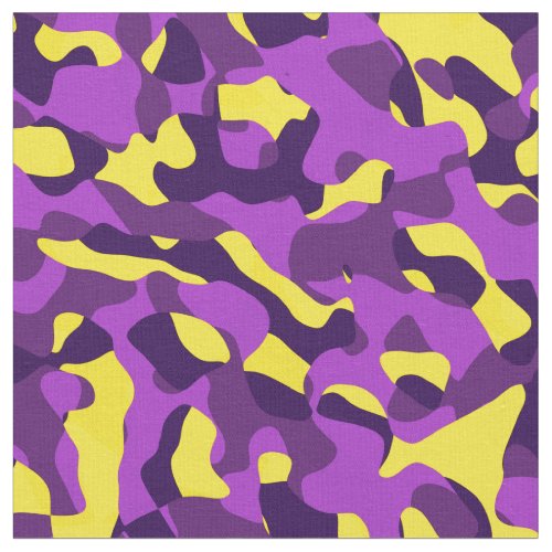 Purple and Yellow Camouflage Print Pattern Fabric