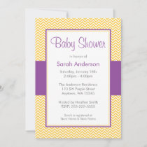 Purple and Yellow Chevron Baby Shower Invitation