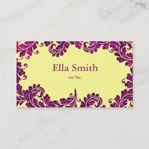 Purple and yellow  Damask business card