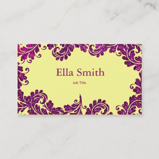 Customizable Purple and yellow  Damask business card