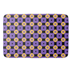 Purple and Yellow Decorative Flower mesh Bath Mat