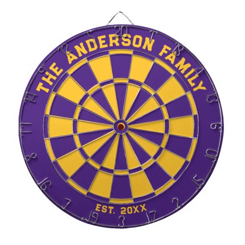 Purple and Yellow Family Dartboard with Darts