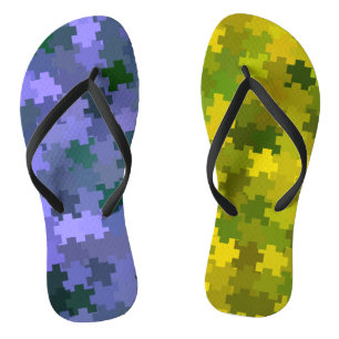 Purple and Yellow Flip Flops