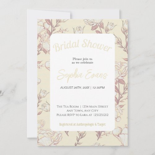 Purple and Yellow Floral Bordered Bridal Shower Invitation