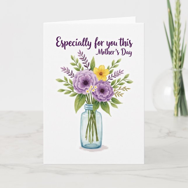 Purple And Yellow Floral Card (Front)