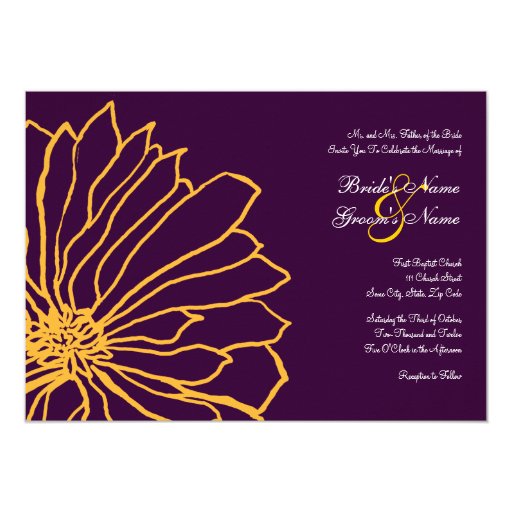 Violet And Yellow Sample Wedding Invitations 2