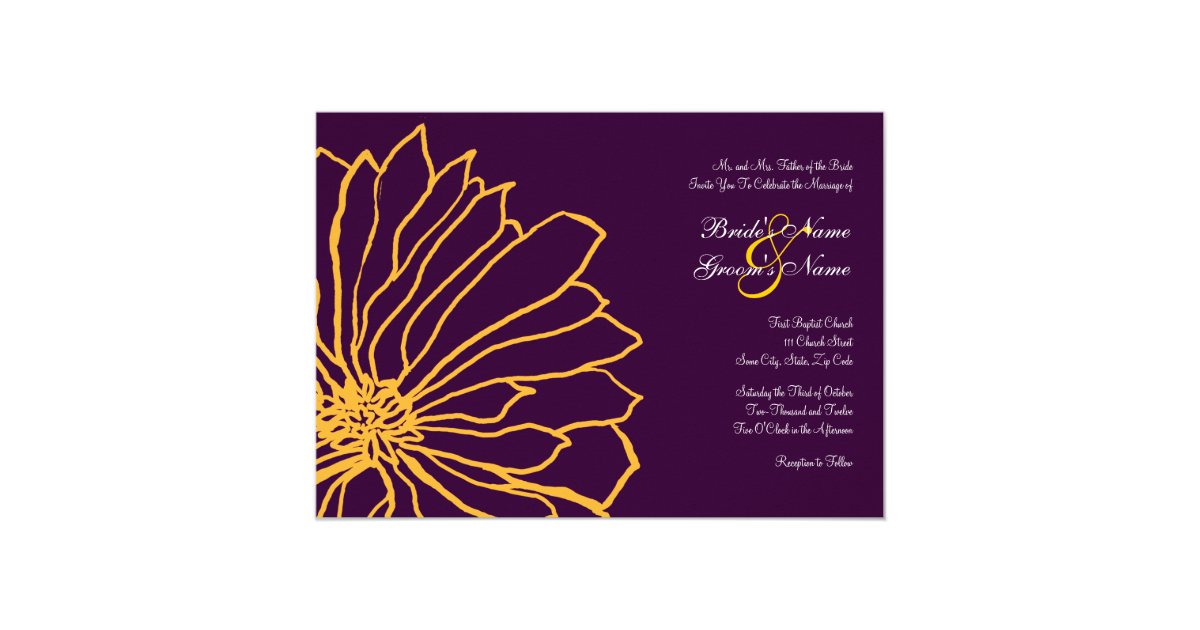 Violet And Yellow Sample Wedding Invitations 3