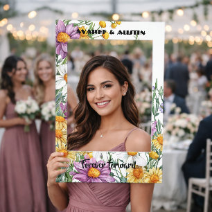 Purple and Yellow Floral Wedding Selfie Frame