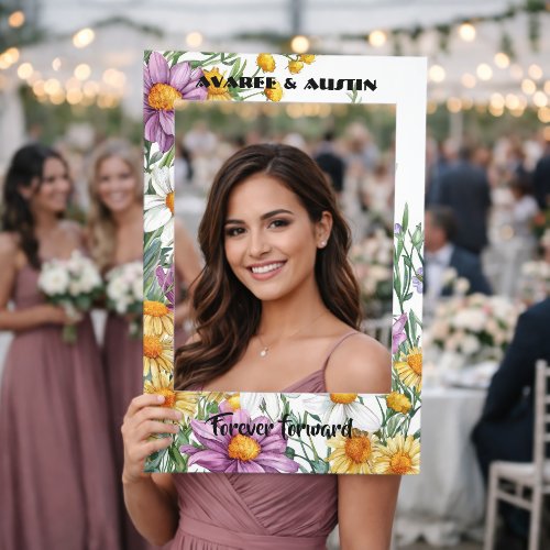 Purple and Yellow  Floral Wedding Selfie Frame