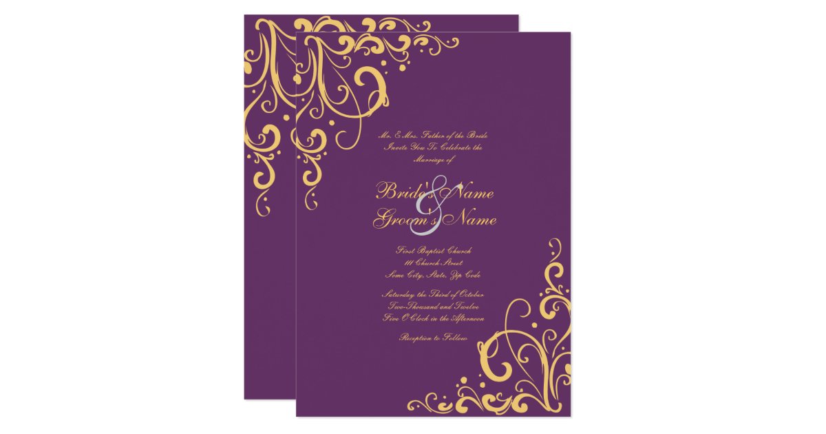 Violet And Yellow Sample Wedding Invitations 4