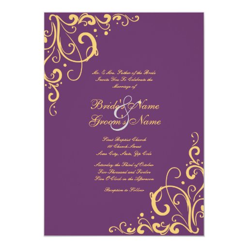 Violet And Yellow Sample Wedding Invitations 6