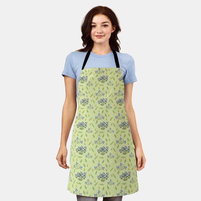 purple and yellow flowers pattern apron (Worn)