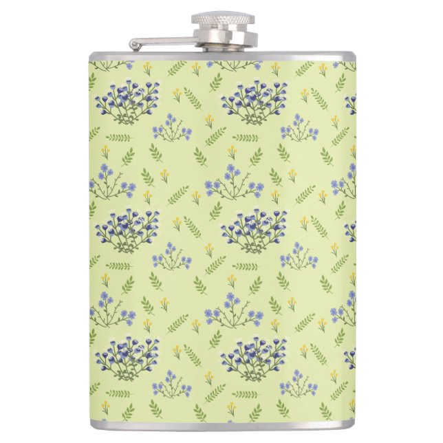 purple and yellow flowers pattern flask (Front)