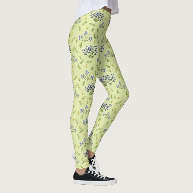 purple and yellow flowers pattern leggings (Right)