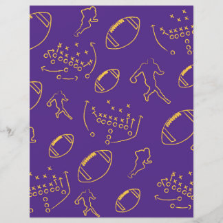 Purple and Yellow Football Pattern Scrapbook Paper
