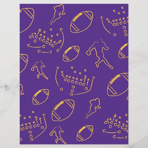 Purple and Yellow Football Pattern Scrapbook Paper