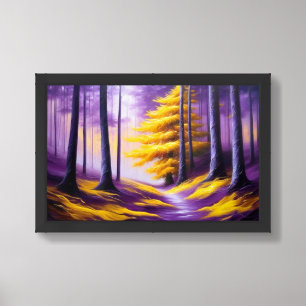 Purple and Yellow Forest Dreamlike Serene Forest Framed Art