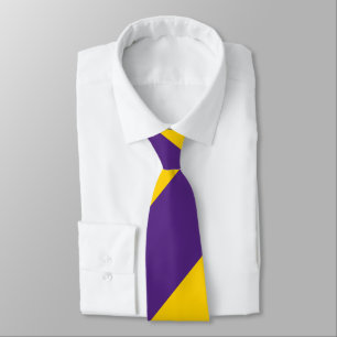 Purple and Yellow-Gold Broad Regimental Stripe Neck Tie