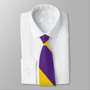 Purple and Yellow-Gold Broad University Stripe Tie