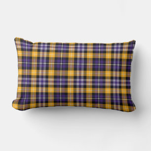 Purple and Yellow Gold Sporty Plaid Lumbar Pillow